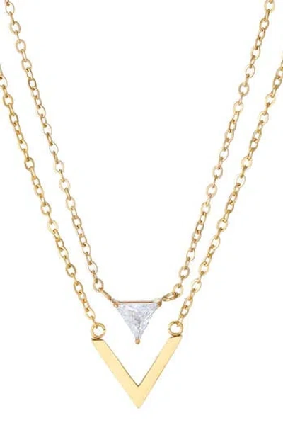 Adornia Set Of 2 18k Gold Plated Cubic Zirconia Pendant Necklaces