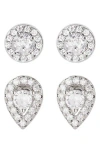 Adornia Set Of 2 Assorted Cubic Zirconia Stud Earrings