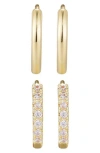 Adornia Set Of 2 Assorted Hoop Earrings