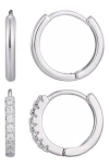 Adornia Set Of 2 Assorted Huggie Hoop Earrings In Metallic