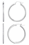 Adornia Set Of 2 Assorted Infinity Hoop Earrings In Silver