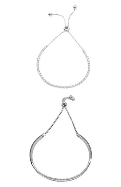 Adornia Set Of 2 Assorted Slider Bracelets In Gray