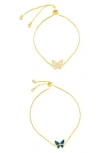 Adornia Set Of 2 Butterfly Bolo Bracelets In Gold