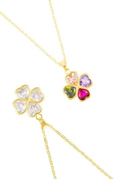 Adornia Set Of 2 Clover Pendant Necklaces In Gold