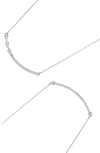 Adornia Set Of 2 Crystal Curved Bar Necklaces In Metallic