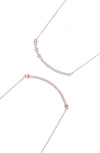 Adornia Set Of 2 Crystal Curved Bar Necklaces In Pink