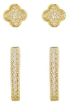 Adornia Set Of 2 Cubic Zirconia Huggie Hoop Earrings