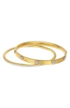 Adornia Gold Tarnish Resistant Cubic Zirconia Hearts Stacking Bangle Set In Gold