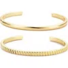 Adornia Set Of 2 Cuff Bracelets In Gold