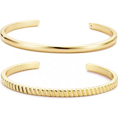 Adornia Set Of 2 Cuff Bracelets In Gold