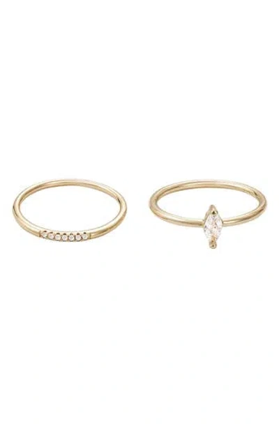 Adornia Set Of 2 Cz Rings In Gold