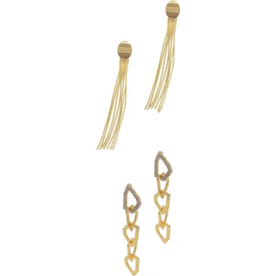 Adornia Set Of 2 Drop Earrings In Gold