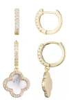 Adornia Set Of 2 Halo Mother-of-pearl Hoop Earrings In Multi