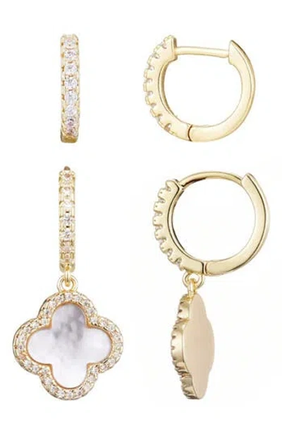 Adornia Set Of 2 Halo Mother-of-pearl Hoop Earrings In Multi