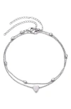 Adornia Set Of 2 Heart & Station Anklets