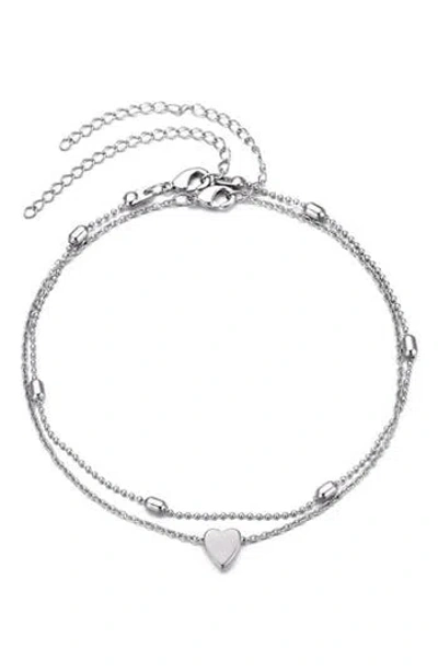 Adornia Set Of 2 Heart & Station Anklets