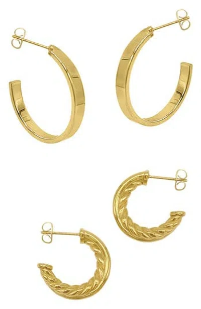 Adornia Set Of 2 Hoop Earrings In Gold