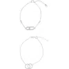 Adornia Set Of 2 Interlock Ring & Dancing Stone Bar Bracelets In White