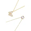 Adornia Set Of 2 Mother-of-pearl Butterfly & Clover Pendant Necklaces In Gold