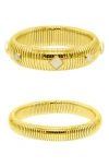 Adornia Set Of 2 Omega Stretch Bracelets In Gold