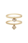 Adornia Set Of 2 Pavé Cubic Zirconia Charm Rings