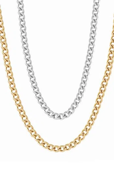 Adornia Set Of 2 Water Resistant Curb Chain Necklaces In Multi
