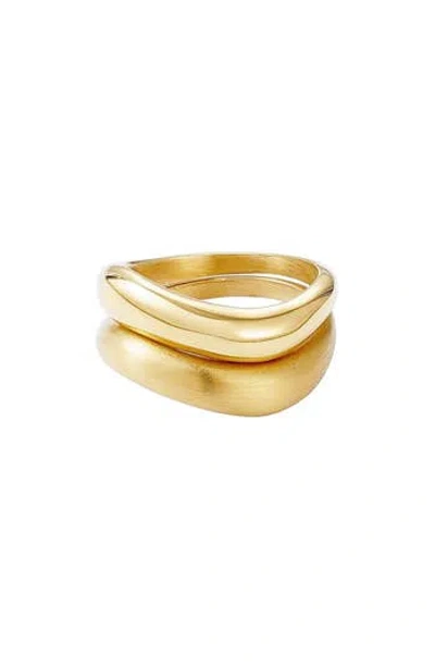 Adornia Set Of 2 Wavy Band Rings In Gold