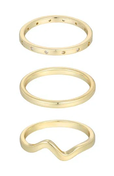 Adornia Set Of 3 14k Gold Plated Cubic Zirconia Stackable Rings