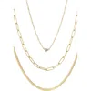 Adornia Set Of 3 18k Gold Plated Necklaces In Gold