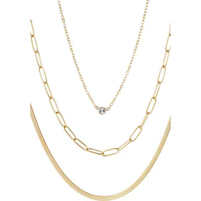 Adornia Set Of 3 18k Gold Plated Necklaces