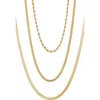 Adornia Tarnish Resistant 18k Gold Plated Set Of 3-chain Necklaces In Gold
