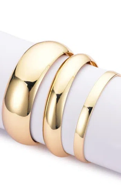 Adornia Set Of 3 Assorted Bangle Bracelets In Gold