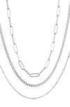 Adornia Set Of 3 Assorted Chain Necklaces In Silver