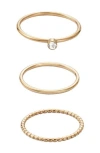 Adornia Set Of 3 Assorted Stackable Rings In Gold