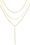 Adornia Set Of 3 Chain & Lariat Necklaces In Gold