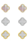 Adornia Set Of 3 Clover Stud Earrings In Multi