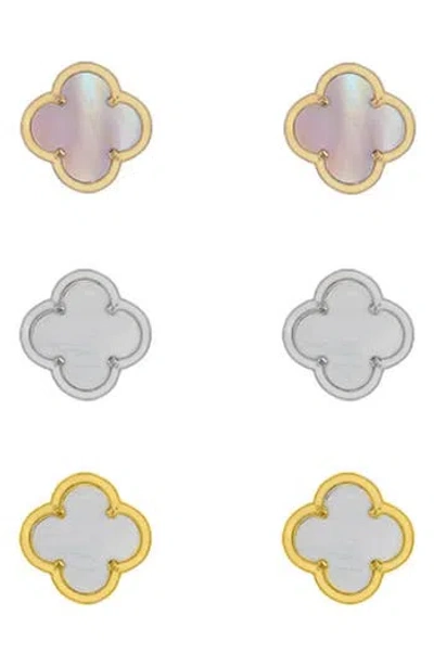 Adornia Set Of 3 Clover Stud Earrings In Multi