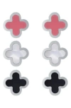 Adornia Set Of 3 Clover Stud Earrings In Multi
