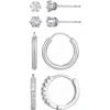 Adornia Set Of 3 Cubic Zirconia Stud & Hoop Earrings In Silver