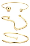 Adornia Set Of 3 Cuff Bracelets In Gold