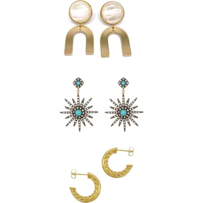 Adornia Set Of 3 Earrings In Gold/silver