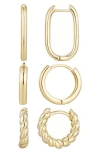 Adornia Set Of 3 Hoop Earrings