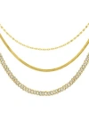 Adornia Set Of 3 Mixed Chain Necklaces In Gold