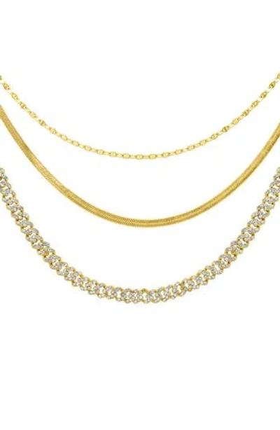 Adornia Set Of 3 Mixed Chain Necklaces In Gold