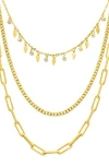 Adornia Set Of 3 Paperclip Chain Necklaces In Gold