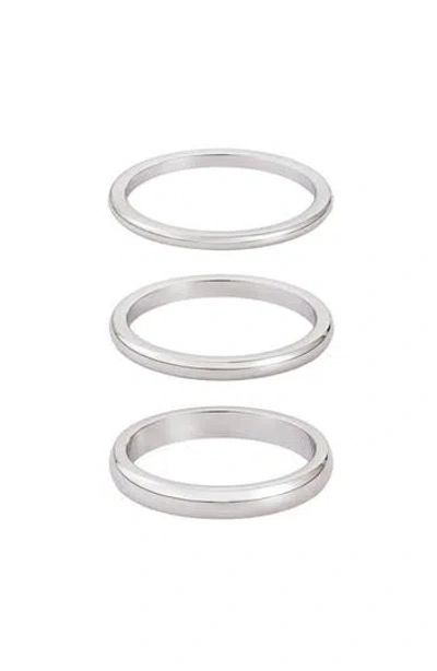 Adornia Set Of 3 Stackable Band Rings In Silver