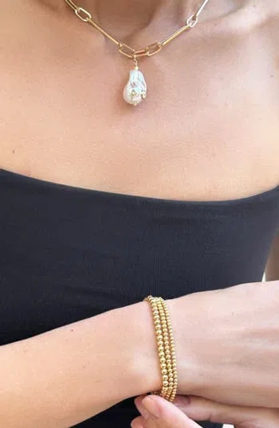 Adornia Set Of 3 Stretch Ball Bracelets In Gold