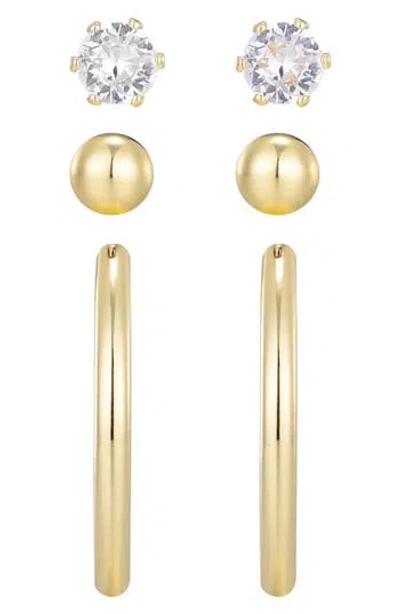 Adornia Set Of 3 Stud & Hoop Earrings