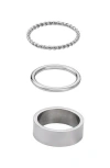 Adornia Set Of 3 Tarnish Resistant Assorted Stacking Rings In Silver