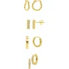 Adornia Set Of 4 Assorted Cz Hoop & Stud Earrings In Gold